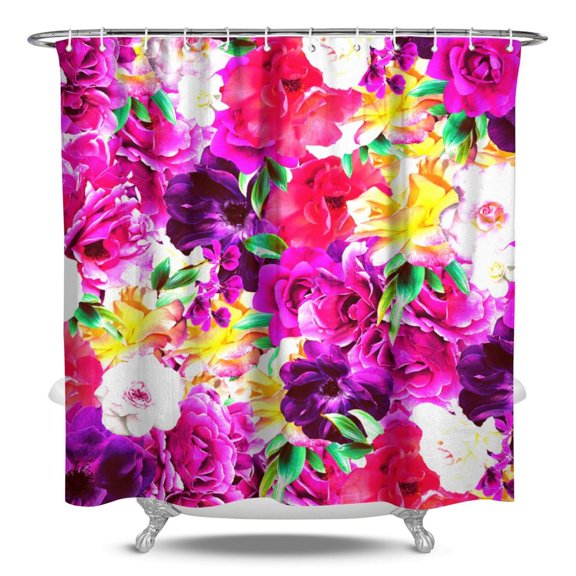 Waterproof Pioneer Shower Curtain 84x72 Inch Polyester Unique Colorful Floral Shower Curtain for Bathroom Hotel Home Decor with 12 Plastic Hooks