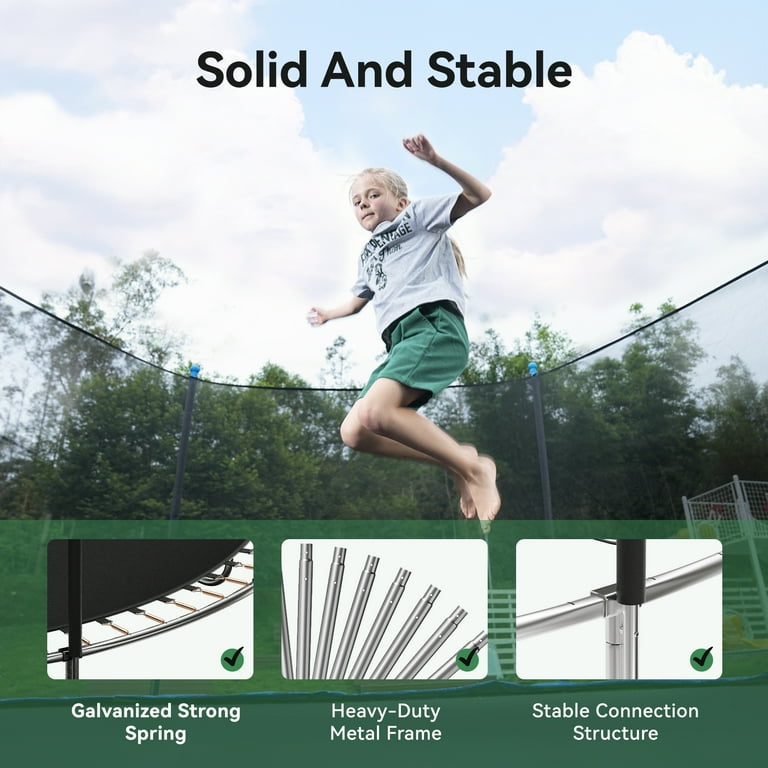 GVDV Outdoor Trampoline, 14' Backyard Recreational Trampoline with