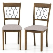 GVN Set of 2 Kitchen Chair with Padded Seat, Fabric Upholstered Dinner Chairs for Dining Room, Kicthen, Living Room, Rustic Brown
