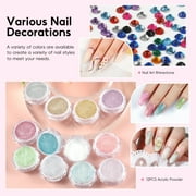 COSCELIA Acrylic Nail Kit with u v Light for Beginners 12PC Glitter Decorations Powders Nail Set Kit Nail Art Professional DIY Gift for Women