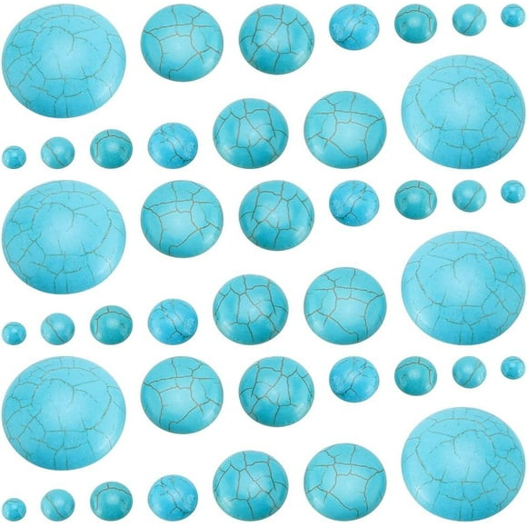 7 Tailles Cabochons Turquoise 84 Pcs Carreaux de Pierres Précieuses Rondes Bleues Cabochons Turquoise Perles pour Fabrication de Bijoux Bracelet Collier Boucle d'Oreille Cameo Carfts 6/8/10/12/18/20/30mm