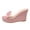 Pink, variant on Women Slip on Espadrilles Platform Wedge Bow Knot Sandals Slides Suede Comfortable Open Toe Clear High Heeled Dressy Shoes Red Size 7