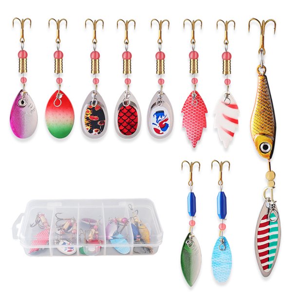 Señuelo Giratorio Con Cuchara Metal 10 Unidades/juego Colores Anzuelo Triple Pesca Dura