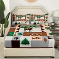 thumbnail image 3 of Ensemble de Draps pour Lit Simple Moose Lodge, Ensemble de Draps Aventure Rustique Ferme Bateau Achigan, Ensemble de Literie Patchwork Rétro Carreaux Rayures Brun Gris avec 1 Drap Plat et 1 Drap-Housse avec 1 Taie d'Oreiller, 3 of 6
