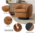thumbnail image 3 of UIXE PU Leather Swivel Barrel Accent Chair, Comfy Round Upholstered Armchair Reading Chair for Living Room, Barrel Club Chairs Bedroom, Light Brown, 3 of 7