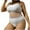 White, variant on Ohufall Women's Bikini Sets Colorblock Trim 2 Piece Swimsuit High Waisted Bathing Suits for Women Scoop Neck Adjustable Spaghetti Straps Bikini Swimwear