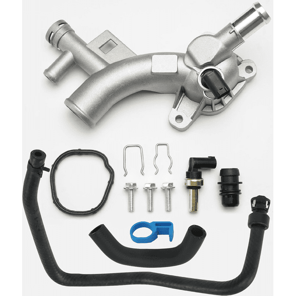 Aluminum Engine Coolant Housing Water Outlet Kit with Inlet Hose and Oil Cooler Hose Compatible with 2011-2021 Chevy Cruze Sonic Trax, Buick Encore 1.4L Replaces 25193922, 902-846, 13251447, 55596898
