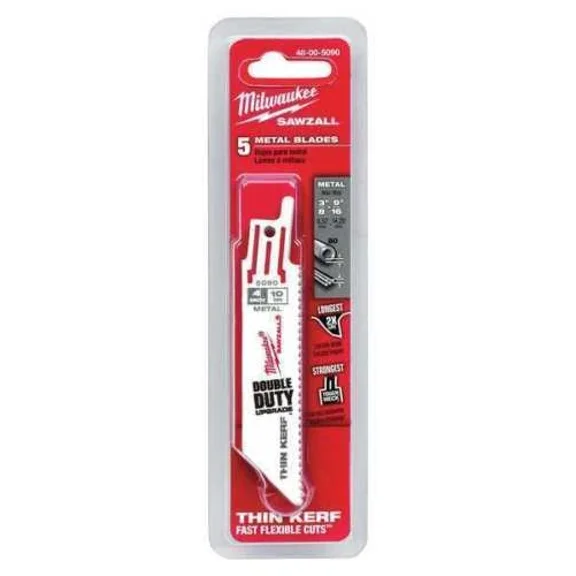 Milwaukee 48-00-5090 4 In. X 10 Tpi Thin Kerf Sawzall Blades (5 Pk)