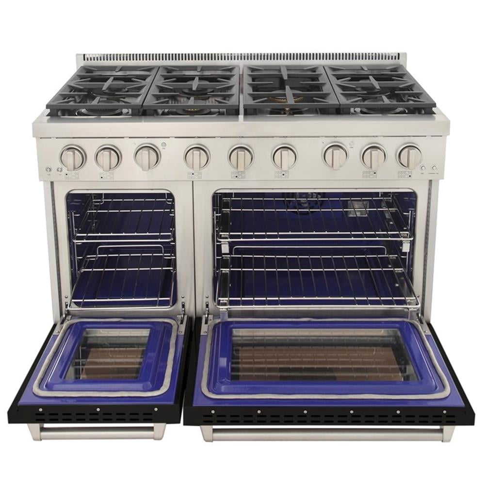 Pemberly Row 48" Propane Gas Range in Black with True Simmer Burners