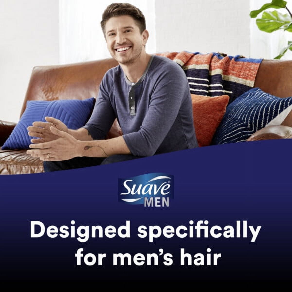 (6 pack) Suave Professionals Men 3-in-1 Shampoo, Conditioner & Body Wash, Charcoal, 40 fl oz
