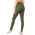 thumbnail image 2 of Made by Johnny Women's Peached Front Seamless Leggings with Side Pocket Full-Length Yoga Pants M OLIVE, 2 of 6