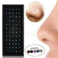 thumbnail image 3 of Sunjoy Tech 60Pcs Nose Rings Piercing Attractive Rhinestone Comfortable to Wear Shiny Body Jewelry Hypoallergenic Stainless Steel Nose Studs Rings Jewelry Accessory, 3 of 8
