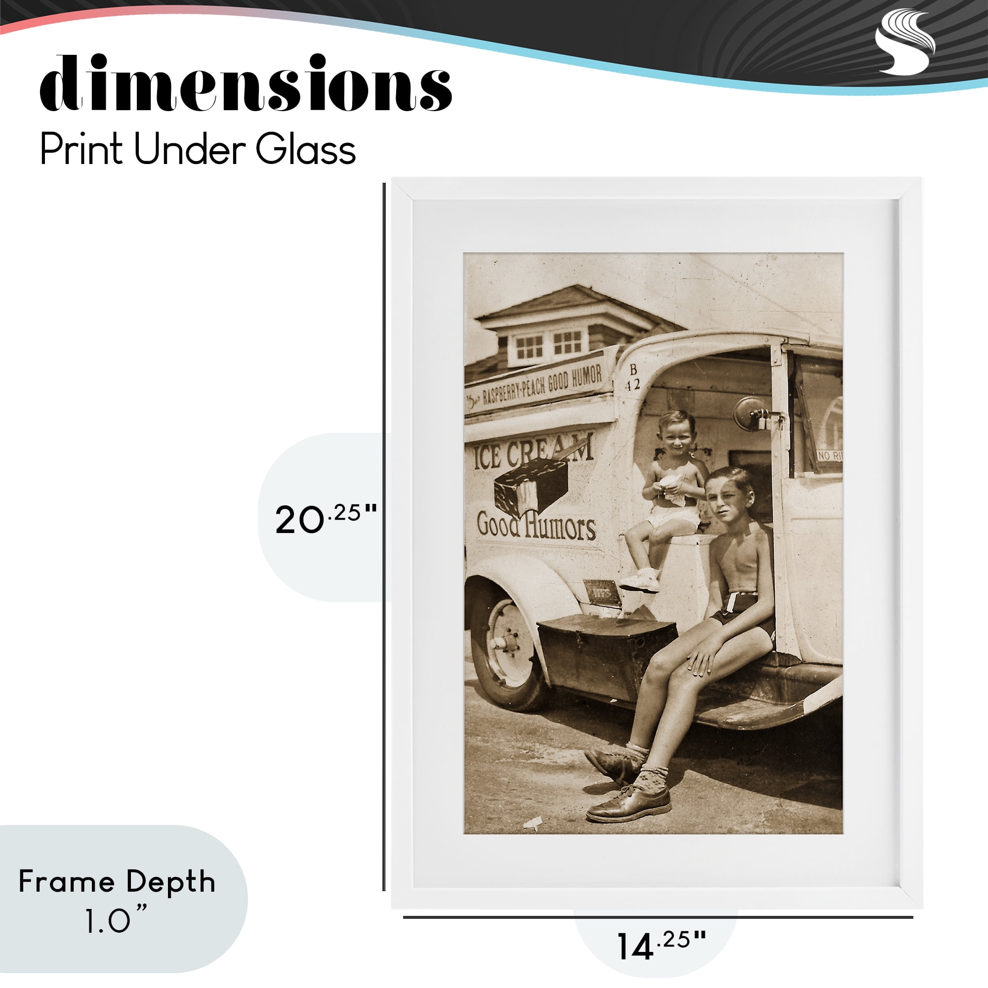 Stupell Industries Vintage Ice Cream Truck White Framed Print Under Glass, design by Grotto Studios