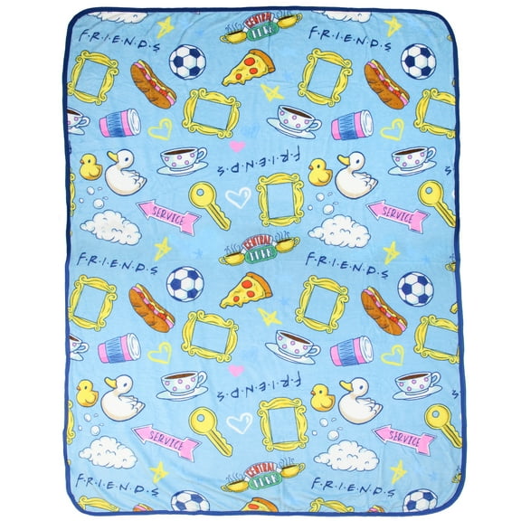 Friends TV Show Series Icons Allover Design Logo Plush Throw Blanket 46' x 60'