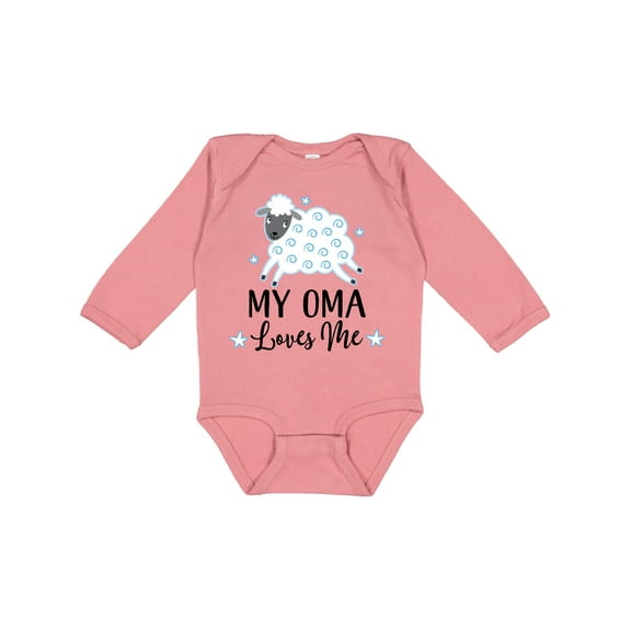 Inktastic My Oma Loves Me Baby Lamb Boys or Girls Long Sleeve Baby Bodysuit