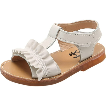 Girls Sandals Open Toe T-Strap Sandals Hook Loop Rubber Shoes Summer for Toddler/Little Kid/Big Kid