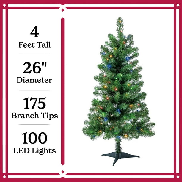 4 ft Pre-Lit Indiana Spruce Artificial Christmas Tree with Color