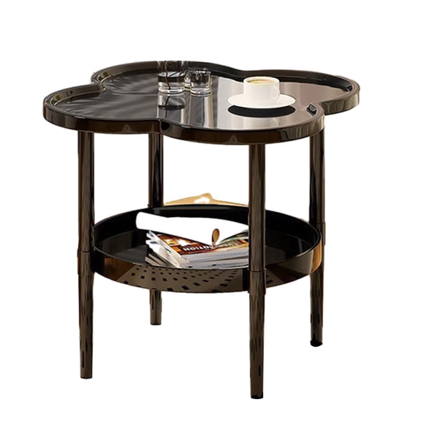 Mesa auxiliar de dos niveles con forma de flor y estante de almacenamiento abierto, mesitas de noche, sala de estar, dormitorio, oficina, sofá, mesita de noche, mesa de centro