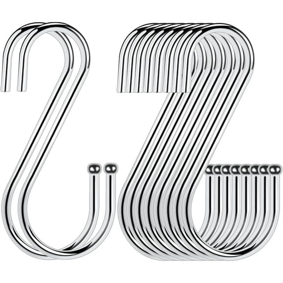Heavy Duty S Hooks,Stainless Steel Metal S Hooks for Hanging Pots and Pants ,Can with Stand up to 35 Pounds S Hook for Hanging Plants,Kitchen ,Towels,Clothes,Jeans Bags, Cups,10 Pack