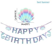 Mermaid Tail Party Headband Happy Birthday Bunting Banner Mermaid Birthday Party Decoration Girl Baby Shower Under the Sea Party