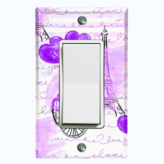 Metal Light Switch Plate Cover Romantic Paris Eiffel Tower Letter Bicycle Blue PRS013