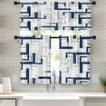 thumbnail image 1 of 36 Inch Kitchen Curtains Navy Blue and Grey Geometric Abstract Art Window Curtains and Valances Set of 3, White Modern Art Background Short Tier Curtain for Kitchen, 1 of 1