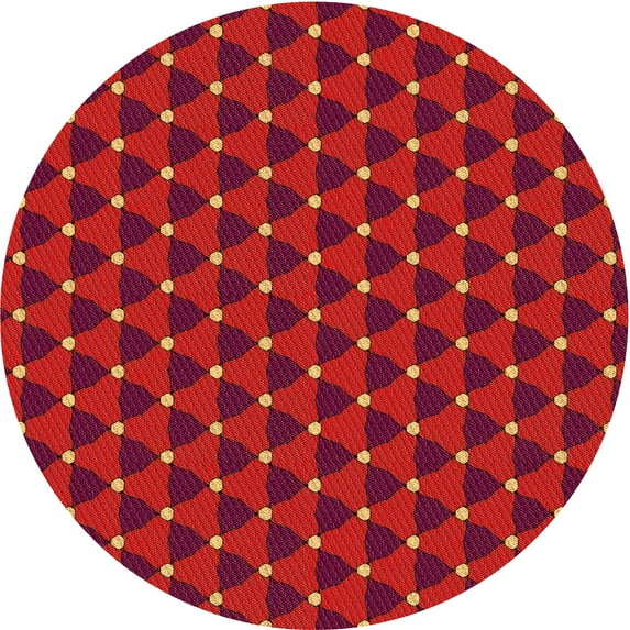 Ahgly Company Indoor Round Patterned Grapefruit Red Area Rugs, 8' Round