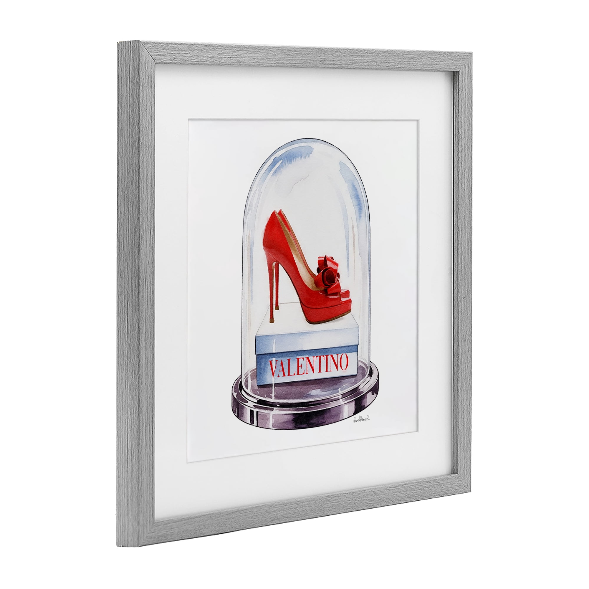 Stupell Industries Red Heels in Bell Jar Gray Framed Print Under Glass, design by Amanda Greenwood