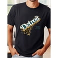 thumbnail image 1 of Camiseta de manga corta de verano para hombre con estampado frontal - Tejido cómodo y transpirable, estilo deportivo informal - Camiseta pop original de Detroit Michigan para adultos, hombres, mujeres, 1 of 6