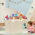 thumbnail image 4 of Homyfort Large Toy Box Chest Storage with Lid, Collapsible Kids Toy Container Bins for Playroom,Boys, Girls, Nursery Room, Playroom 25*13*16 inch( Beige), 4 of 9