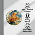 thumbnail image 3 of Round Fridge Magnets, 1Pcs 3in Cute Refrigerator Magnets Decorative for Whiteboard, Classroom, Locker, Kitchen, Birthday GiftsAmusing Funny Surfing Dog Design, 3 of 6