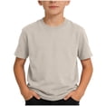 thumbnail image 3 of Tranfacy Children Short Sleeve Round Neck T‑Shirt Summer Solid Minimal Pullover Tops for 2 to 15 Years Old, 3 of 5