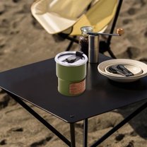 Litrail 304 Food Grade Stainless Steel Camping Cup 300mL - Green with Solid Wood Sleeve & Leak-Proof Lid - Multi-Purpose for Coffee, Cold Drinks & Beer - Lightweight Outdoor Mug