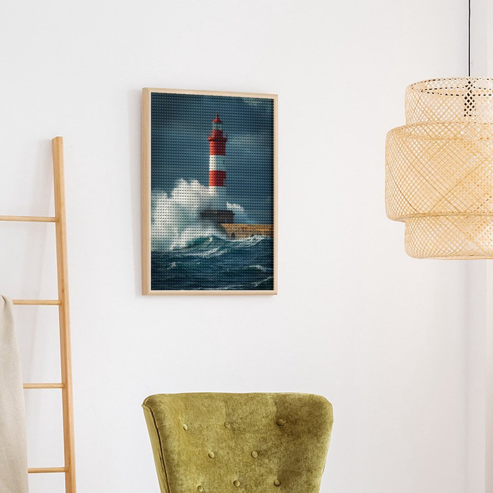 Diamond Art Kits for Adults, Lighthouse Waves Ocean Stormy Sky 5D Diamond Painting Kits for Adults Beginners, DIY Full Drill Diamond Painting, Gem Art and Crafts 12x16