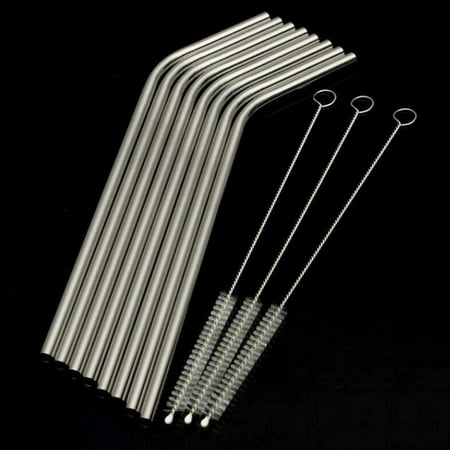 

Zewfffr 8pcs Stainless Steel Metal Drinking Straws+2 Cleaning Brushes Sets