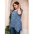 thumbnail image 4 of SHOWMALL Plus Size Blouse for Women Summer Tunic Tops Short Sleeve Navy Blue Vertical Floral 4X Swing Tee Crewneck Clothes Flowy Shirt for Leggings, 4 of 6