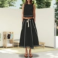 thumbnail image 2 of DHFJKG 2 Piece Skirt Sets Women's Summer Outfits Sleeveless Crop Tank Top And Midi Drawstring Skirts Set With Pockets Casual Beach Vacation Clothes Trendy Outfit, 2 of 5