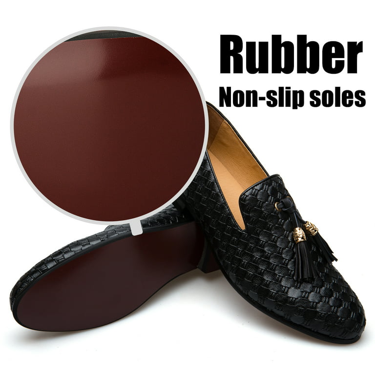 Men's handmade elegant round toe loafers in black velvet with golden d