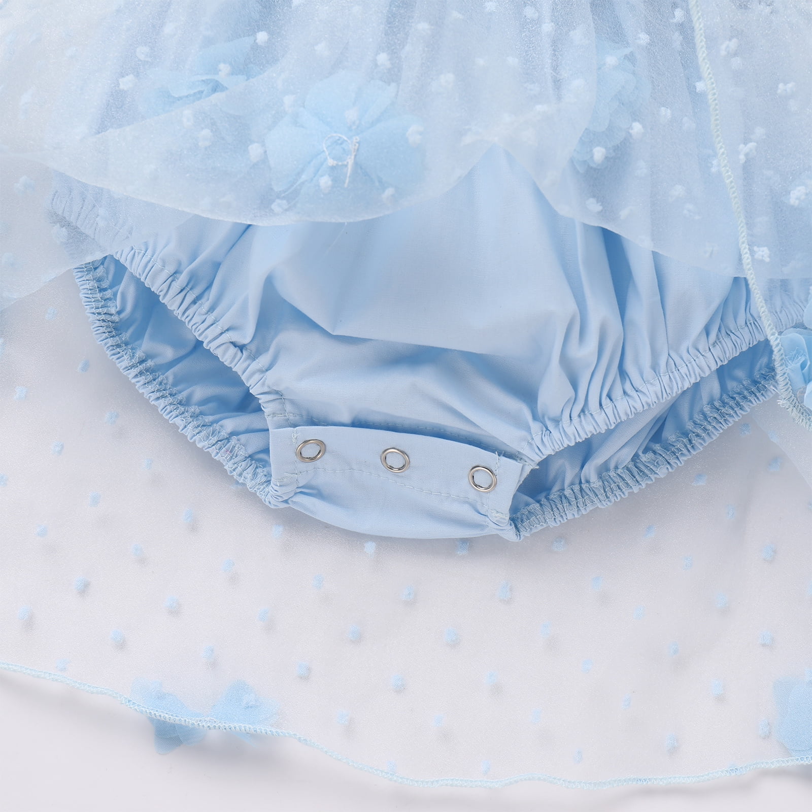 IBTOM CASTLE Baby Girl 1st Birthday Outfit Lace Tulle Romper Princess Tutu Dress Headband Shiny ONE Cake Smash Photo Shoot Clothes 0-6 Months Blue Flower