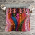 thumbnail image 3 of Ambesonne Abstract Quilted Bedspread Set 3 Pcs, Colorful Wavy Mosaic, King Size, Multicolor, 3 of 3