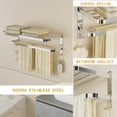 thumbnail image 3 of Bathroom Towel Rack Towel Shelf with Double Towel Bars Lavatory Wall Mount Holder with Hooks Stainless Steel Hotel Bath Rack 23 inches, 3 of 13