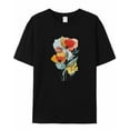 thumbnail image 7 of Colorful Line Art Poppy Men's T Shirts T-Shirt for Men Crew Neck Tees Cotton Tops, Black, S, 7 of 7