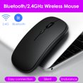 thumbnail image 3 of Mouse Ratón inalámbrico de modo dual de 2,4 GHz + compatible con Bluetooth Ratón recargable para PC (negro), 3 of 9