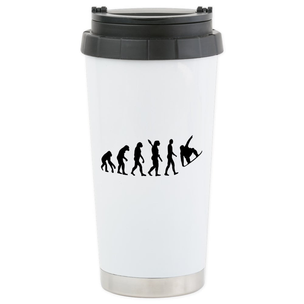 CafePress Evolution Snowboard Stainless Steel Travel Mug Stainless Steel Travel Mug, Insulated 16 oz. Coffee Tumbler by