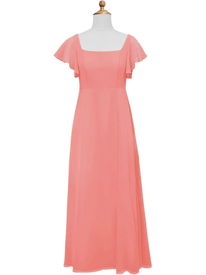 Drtj Girls Bridesmaid Dress for Wedding Chiffon Short Sleeve Flower Girl  Dresses for Teen with Slit - Walmart.com