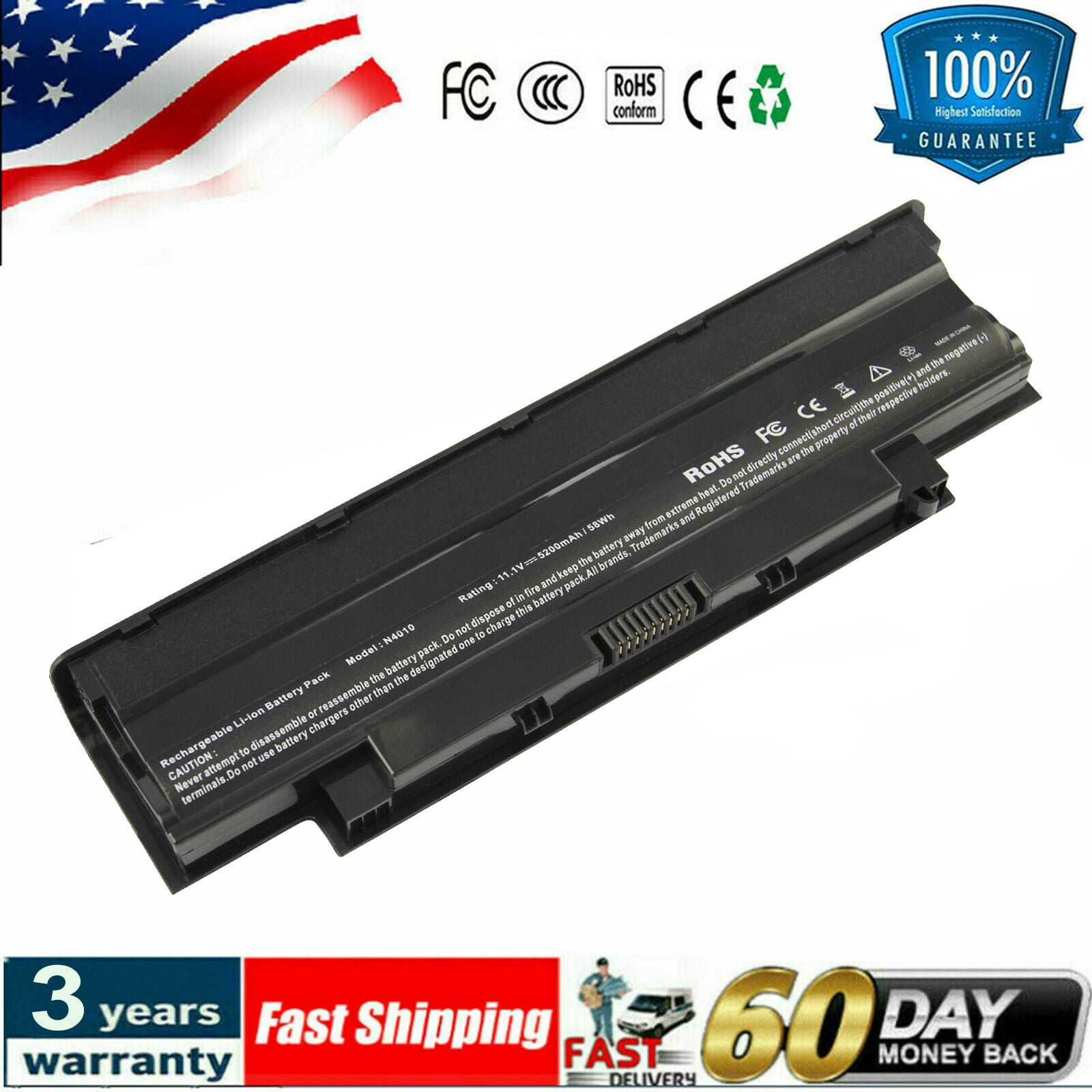 Battery J1KND For DELL Inspiron 3520 3420 M5030 N5110 N5050 N4010 N7110 ...