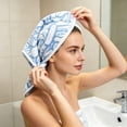thumbnail image 1 of Toalla de microfibra para el cabello para mujer | Gorro turbante de forro polar para secar el cabello después de la ducha | Cubrecabezas absorbente con cierre de botón para uso doméstico en el baño, 1 of 6