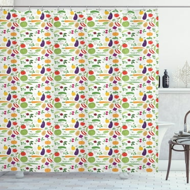 Ambesonne Vegetable Shower Curtain, Pepper Cabbage Tomato, 69"Wx75"L, Multicolor