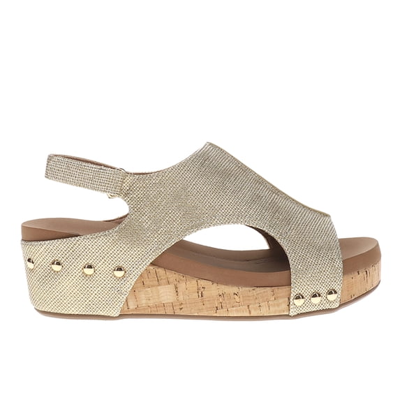 Corkys Womens Volta Ii Studded Metallic Slingback Wedge  Casual Shoes