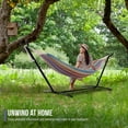 thumbnail image 2 of Sorbus Double Hammock w/ Steel Stand, Carry Case, 6 Tension Levels, 450 lb Capacity, Indoor/Outdoor Blue/Green, 2 of 7